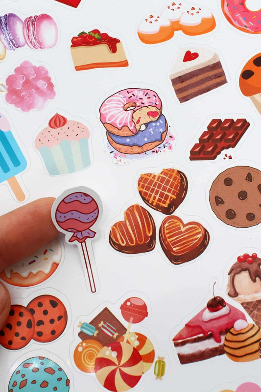 62 Adet Şekerleme Sticker Seti Tatlı Sticker Seti Sweets Laptop Sevimli Renkli Sticker