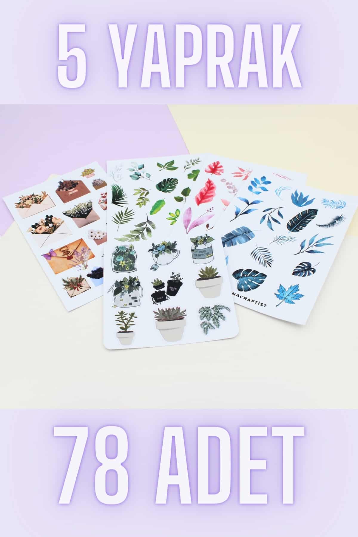 78 Adet Yaprak Sticker Seti Bullet Journal Çiçek Sticker Doğa Sticker