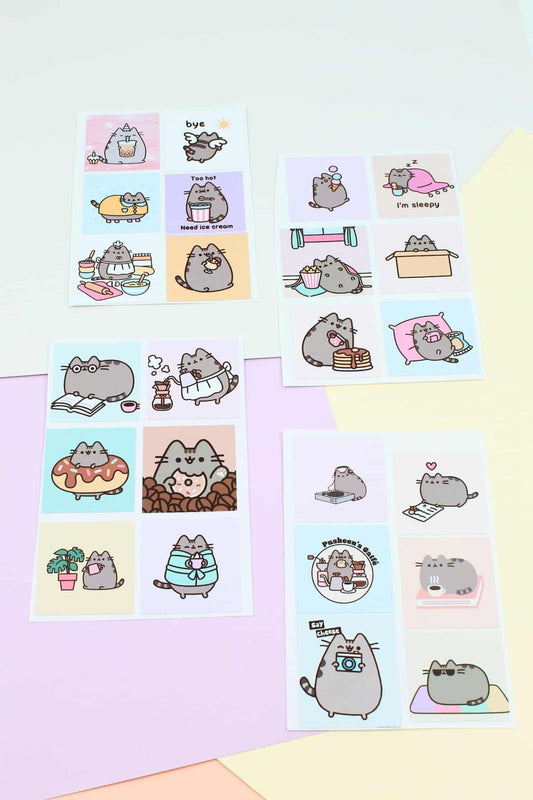 24 Adet Pusheen The Cat Sticker Sevimli Sticker Kare Sticker Laptop Sticker Kedi Sticker Sanrio Stic