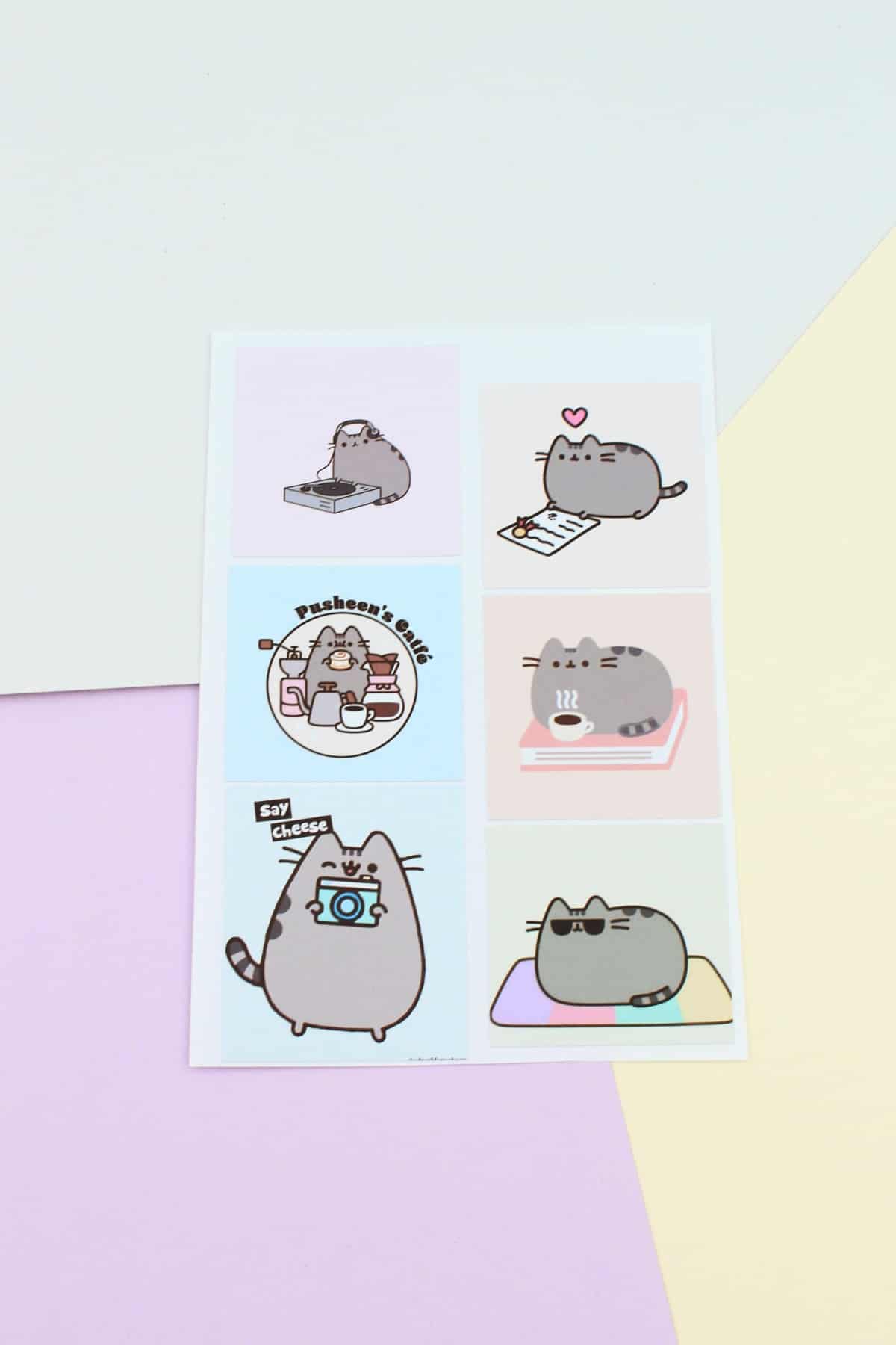 24 Adet Pusheen The Cat Sticker Sevimli Sticker Kare Sticker Laptop Sticker Kedi Sticker Sanrio Stic