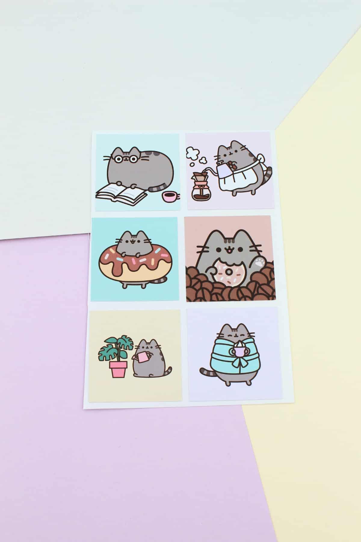 24 Adet Pusheen The Cat Sticker Sevimli Sticker Kare Sticker Laptop Sticker Kedi Sticker Sanrio Stic