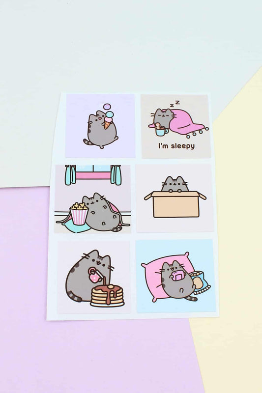 24 Adet Pusheen The Cat Sticker Sevimli Sticker Kare Sticker Laptop Sticker Kedi Sticker Sanrio Stic