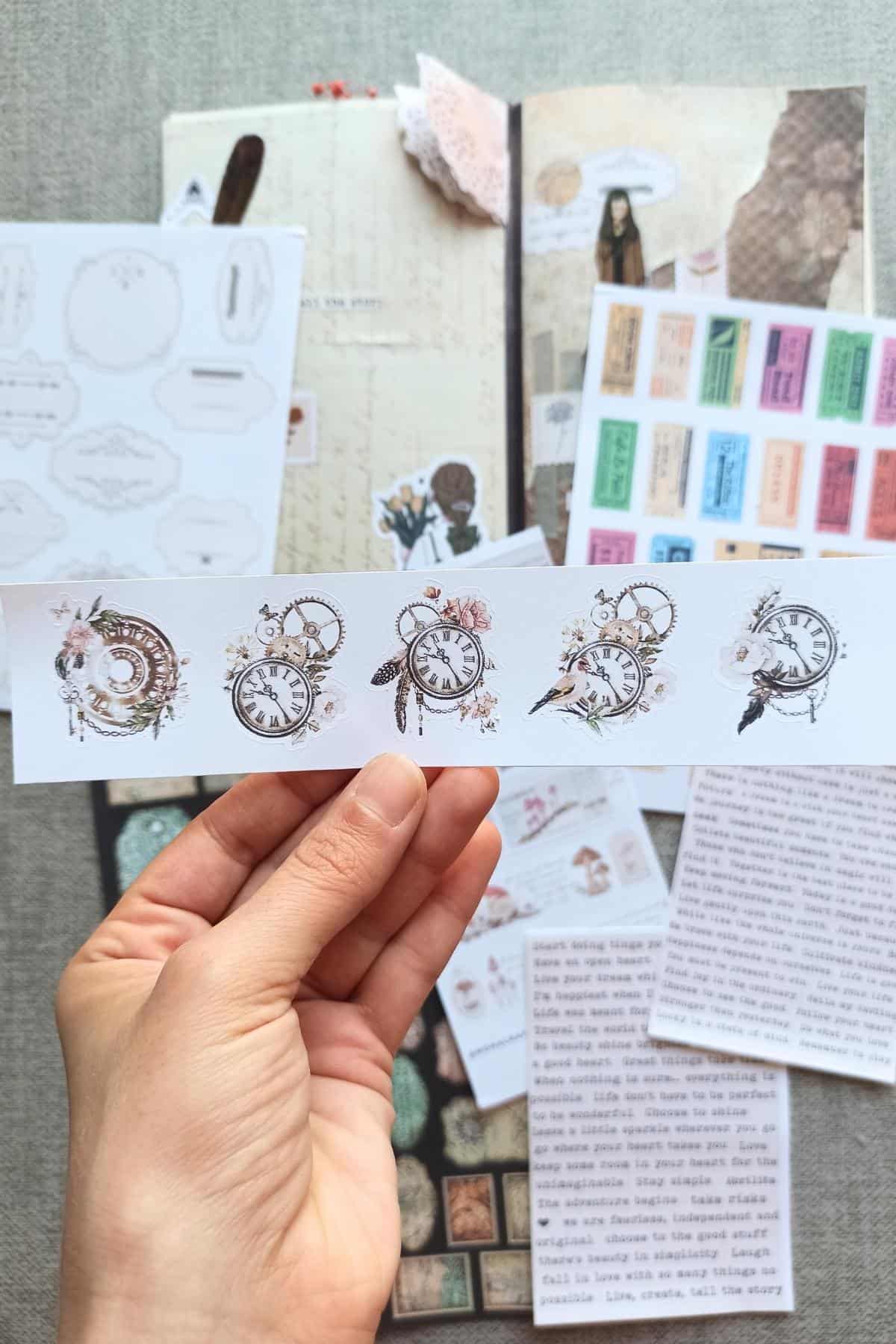 8 Parça Scrapbook Sticker Seti Bullet Journal Sticker Vintage Bilet Cümle Pul Mantar Sticker