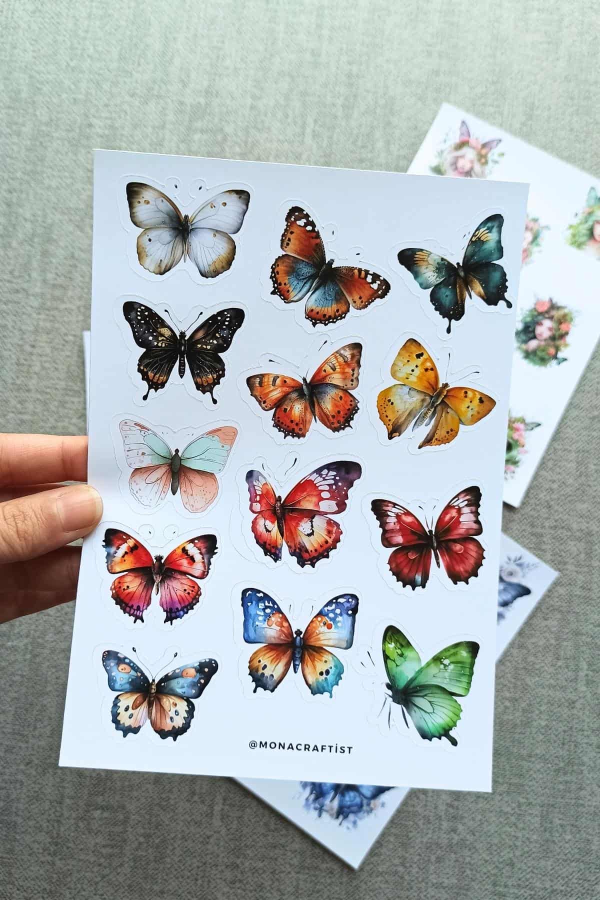 4 Sayfa Kelebek Kız Sticker Seti 34 Adet Sticker Doğa Kız Sticker