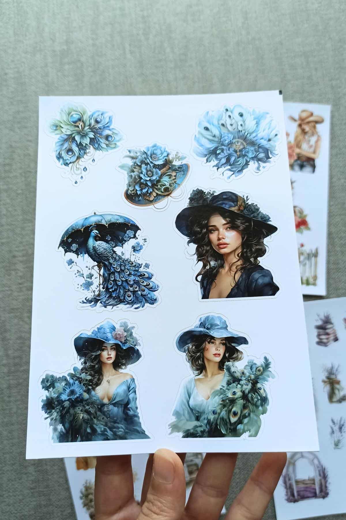 4 Sayfa Renkli Kadın Sticker Lavanta Sticker Kovboy Kız Sticker