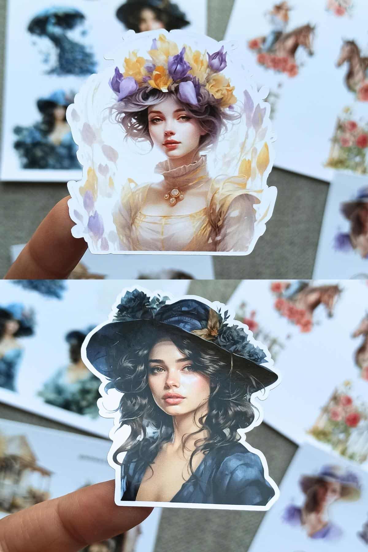 4 Sayfa Renkli Kadın Sticker Lavanta Sticker Kovboy Kız Sticker