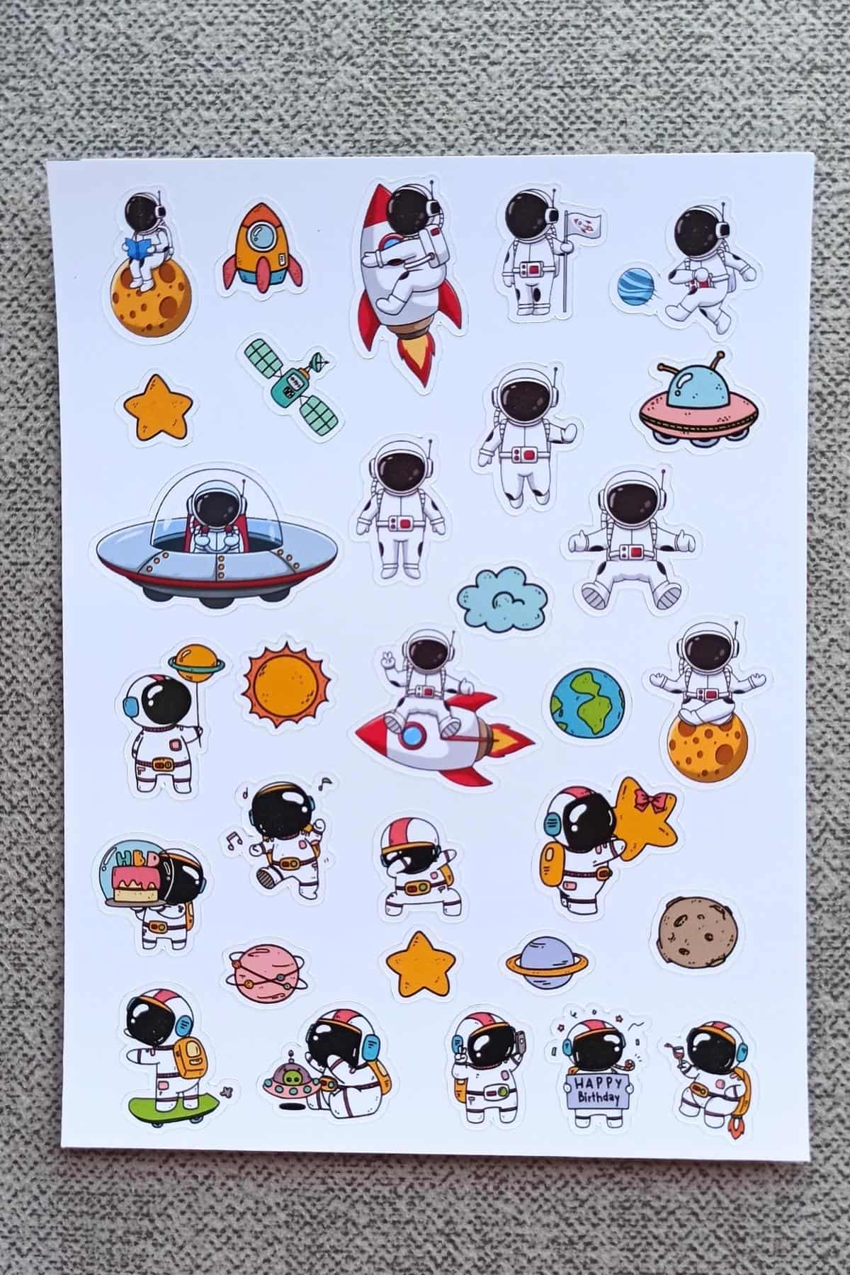 31 Adet Astronot Sticker Seti Uzay Sticker Çocuk Sticker
