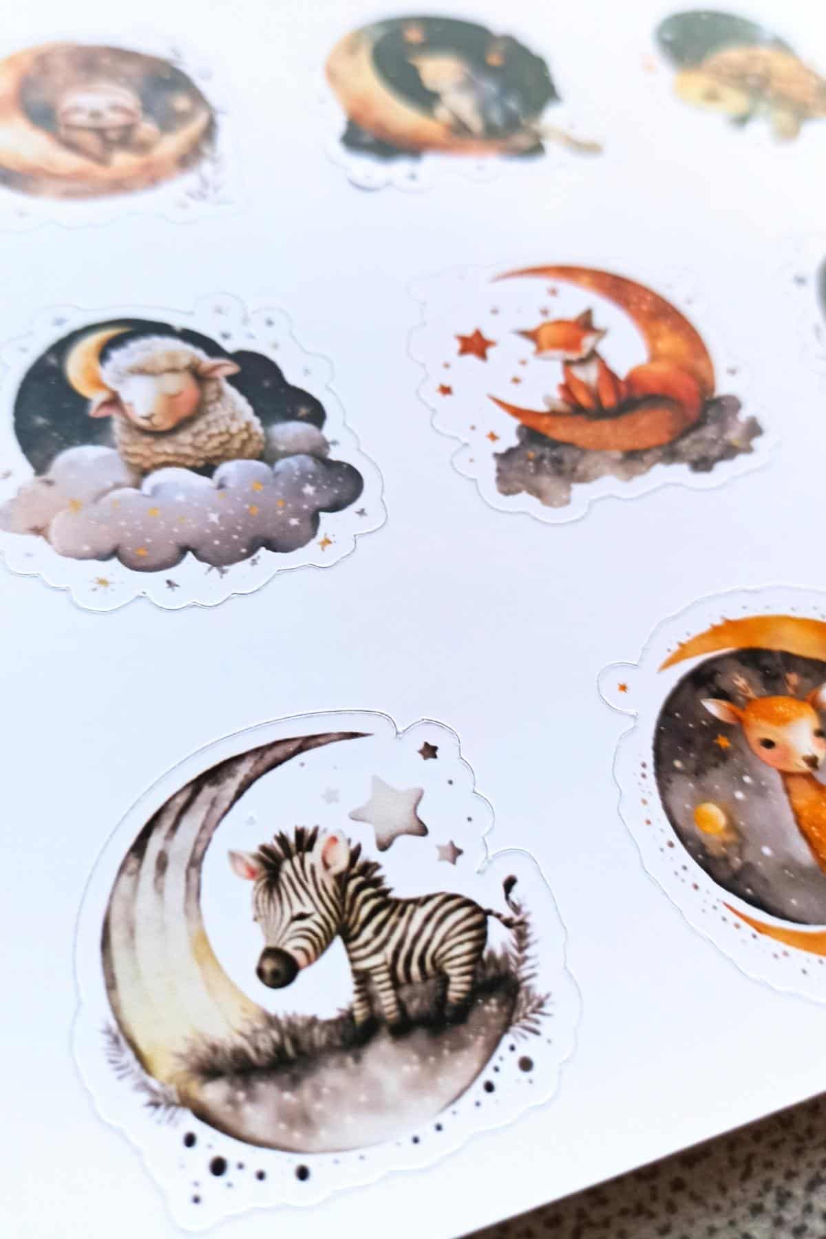12 Adet Uykucu Hayvanlar Sticker Seti Sevimli Hayvanlar Sticker Çocuk Sticker
