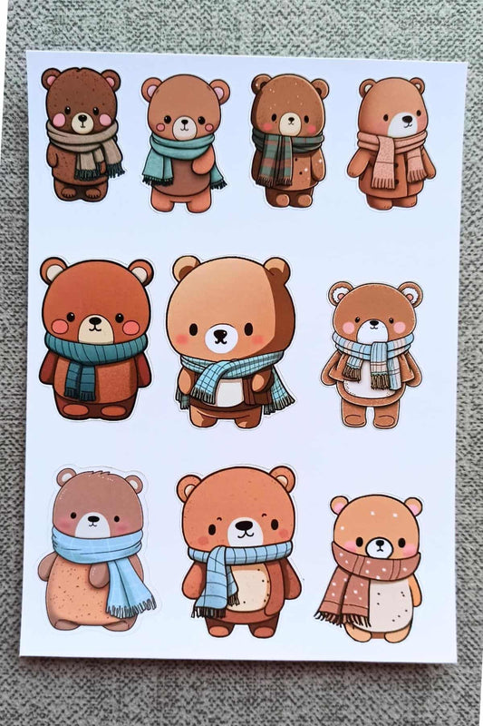 10 Adet Sevimli Ayıcık Sticker Seti Ayıcık Sticker Çocuk Sticker