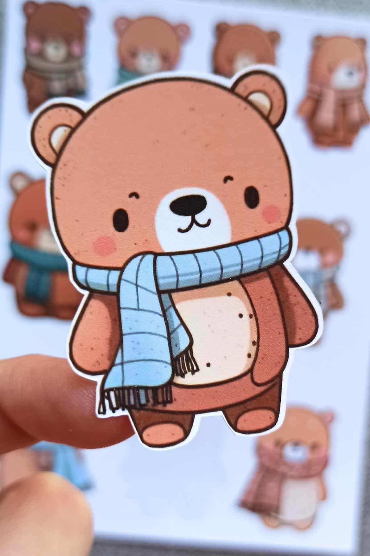 10 Adet Sevimli Ayıcık Sticker Seti Ayıcık Sticker Çocuk Sticker