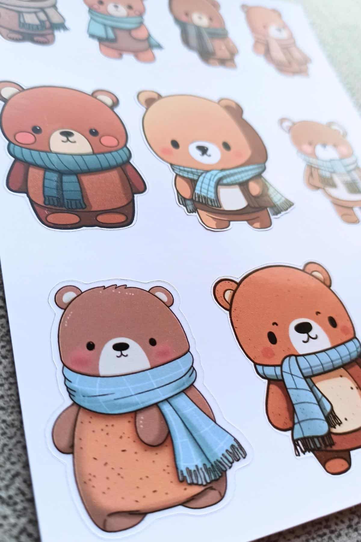10 Adet Sevimli Ayıcık Sticker Seti Ayıcık Sticker Çocuk Sticker