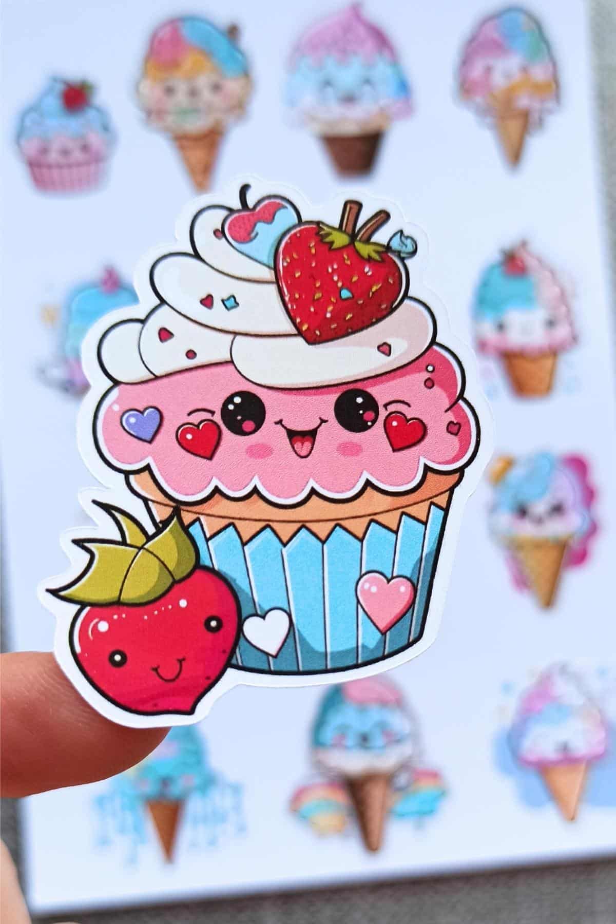 13 Adet Sevimli Dondurma Sticker Seti Cupcake Sticker Çocuk Sticker