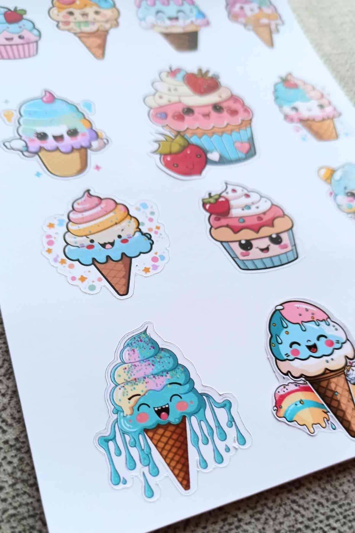 13 Adet Sevimli Dondurma Sticker Seti Cupcake Sticker Çocuk Sticker