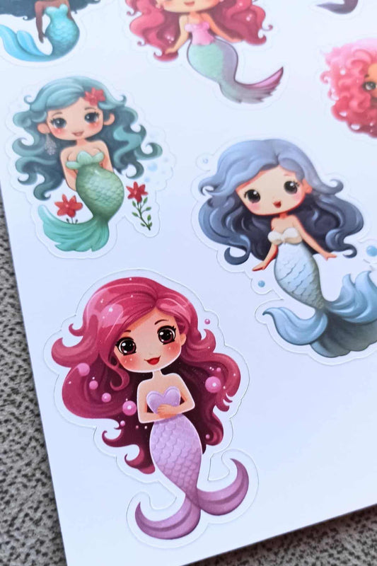 8 Adet Küçük Denizkızı Sticker Seti Denizkızı Sticker Kız Çocuk Sticker