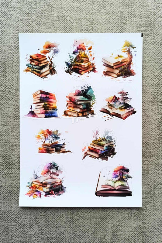 10 Adet Suluboya Kitap Sticker Bullet Journal Scrapbook Laptop Sticker