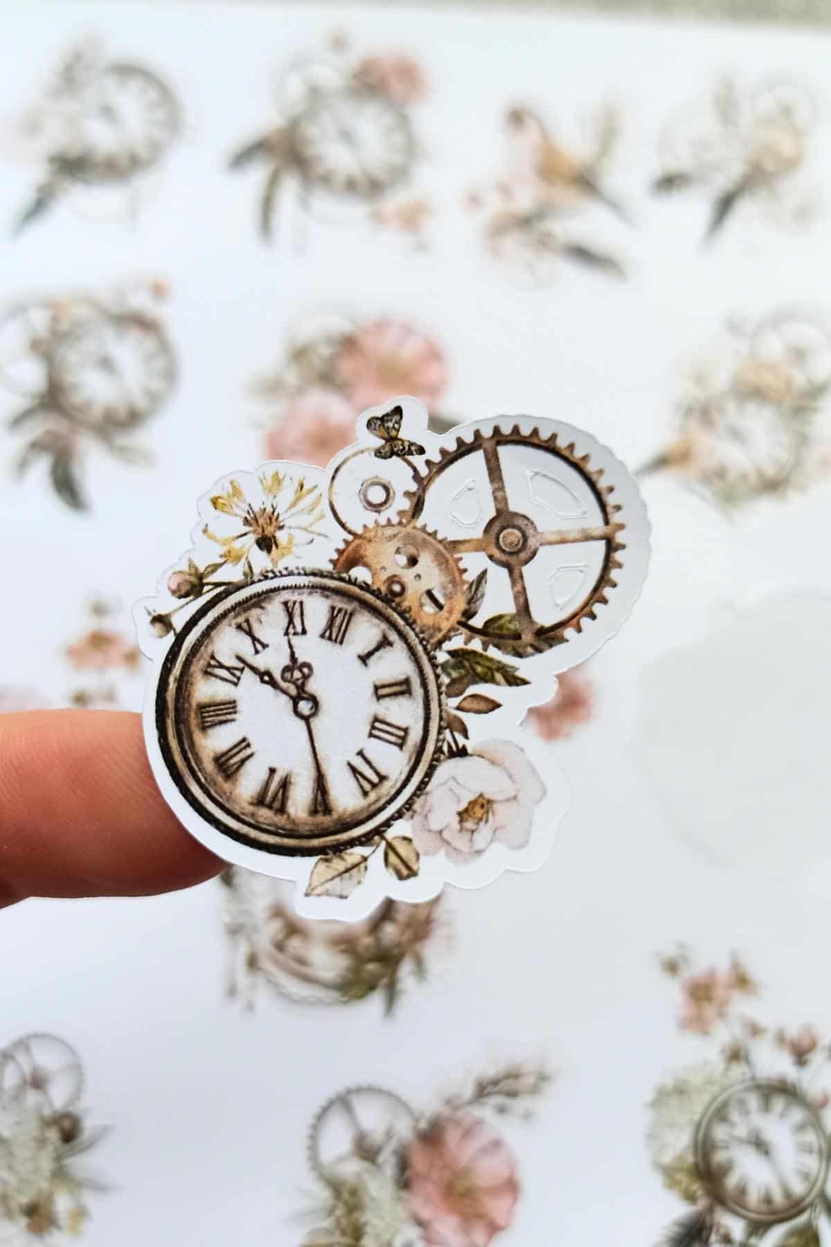 14 Adet Suluboya Vintage Gül Kuş Sticker Bullet Journal Scrapbook Laptop Sticker