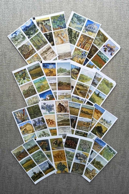 16 Parça Van Gogh Sticker Seti 96 Adet Kare Laptop Sticker
