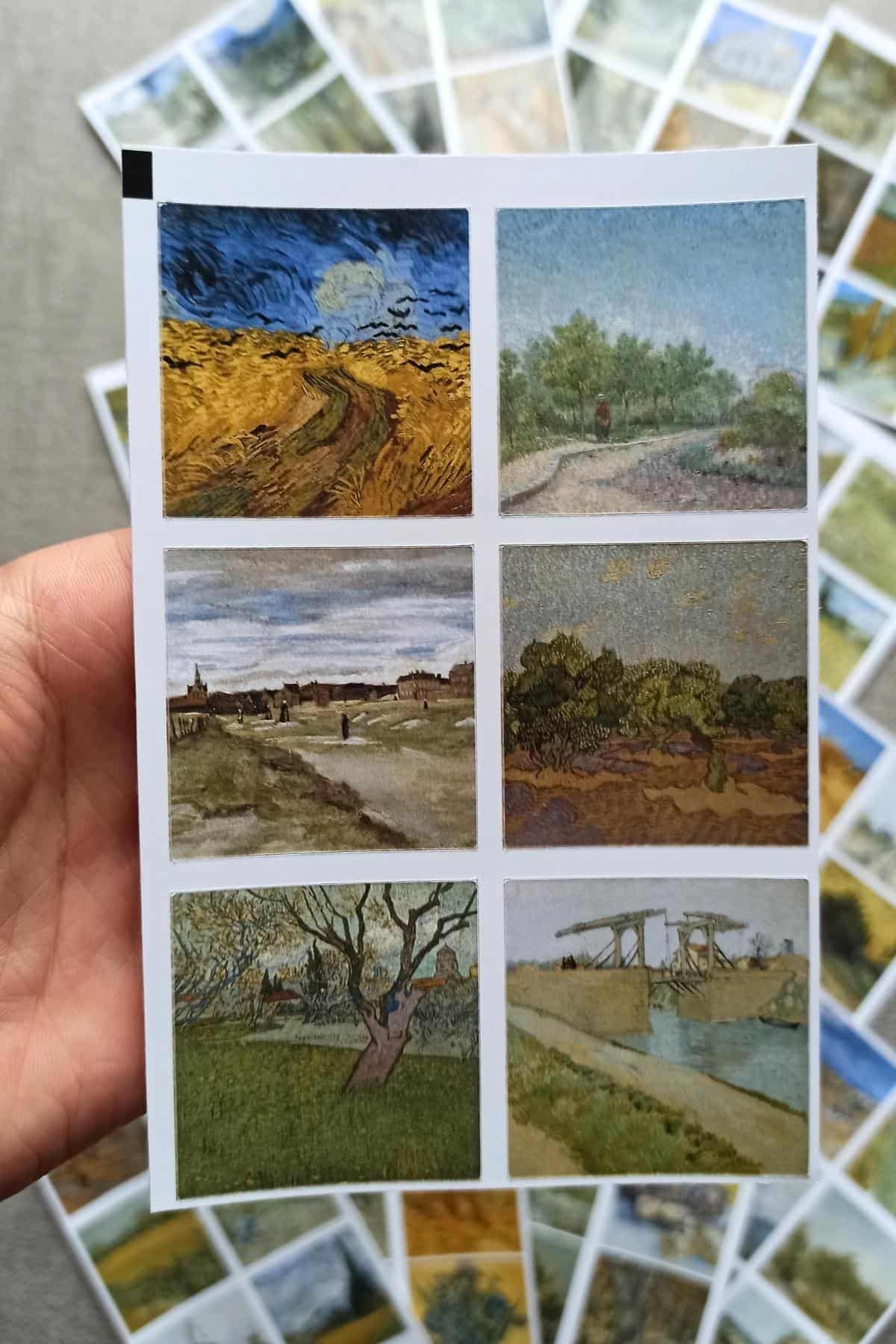16 Parça Van Gogh Sticker Seti 96 Adet Kare Laptop Sticker
