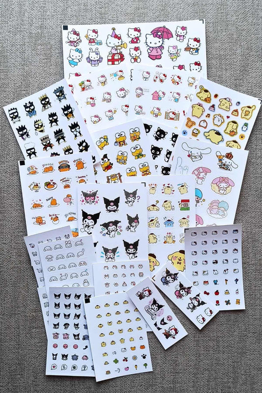 500 Adet Hello Kitty Sticker Seti 20 Parça Kuromi My Melody Sanrio Laptop Sticker