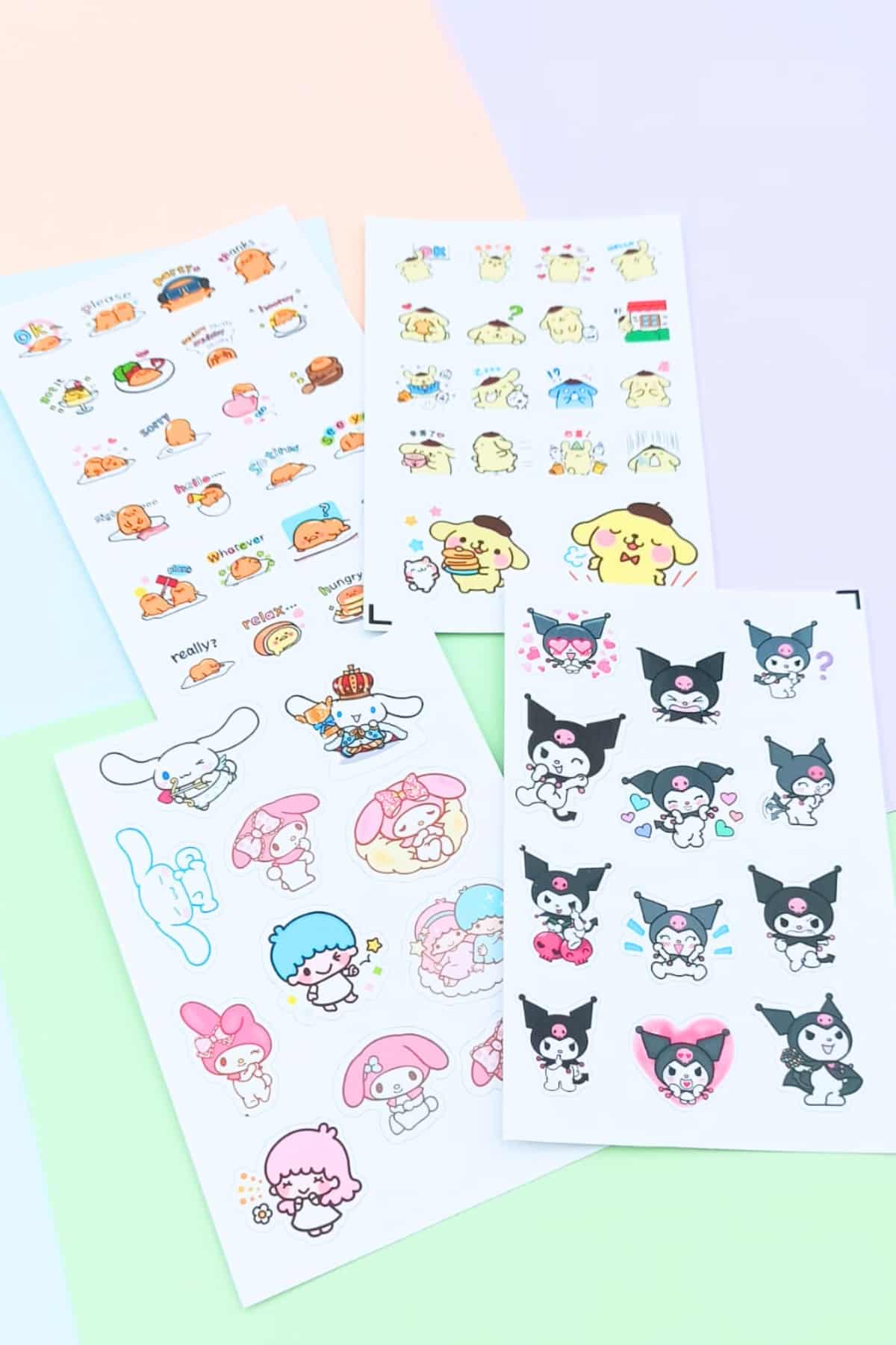 500 Adet Hello Kitty Sticker Seti 20 Parça Kuromi My Melody Sanrio Laptop Sticker