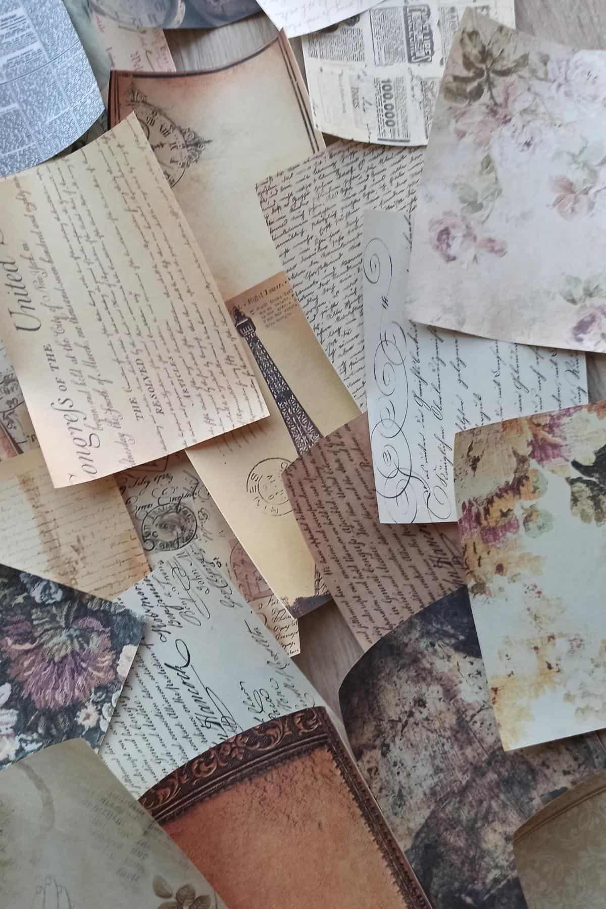 100 Adet Eskitme Vintage Temalı Scrapbook Kağıt Seti Bullet Journal Dekupaj Kağıdı