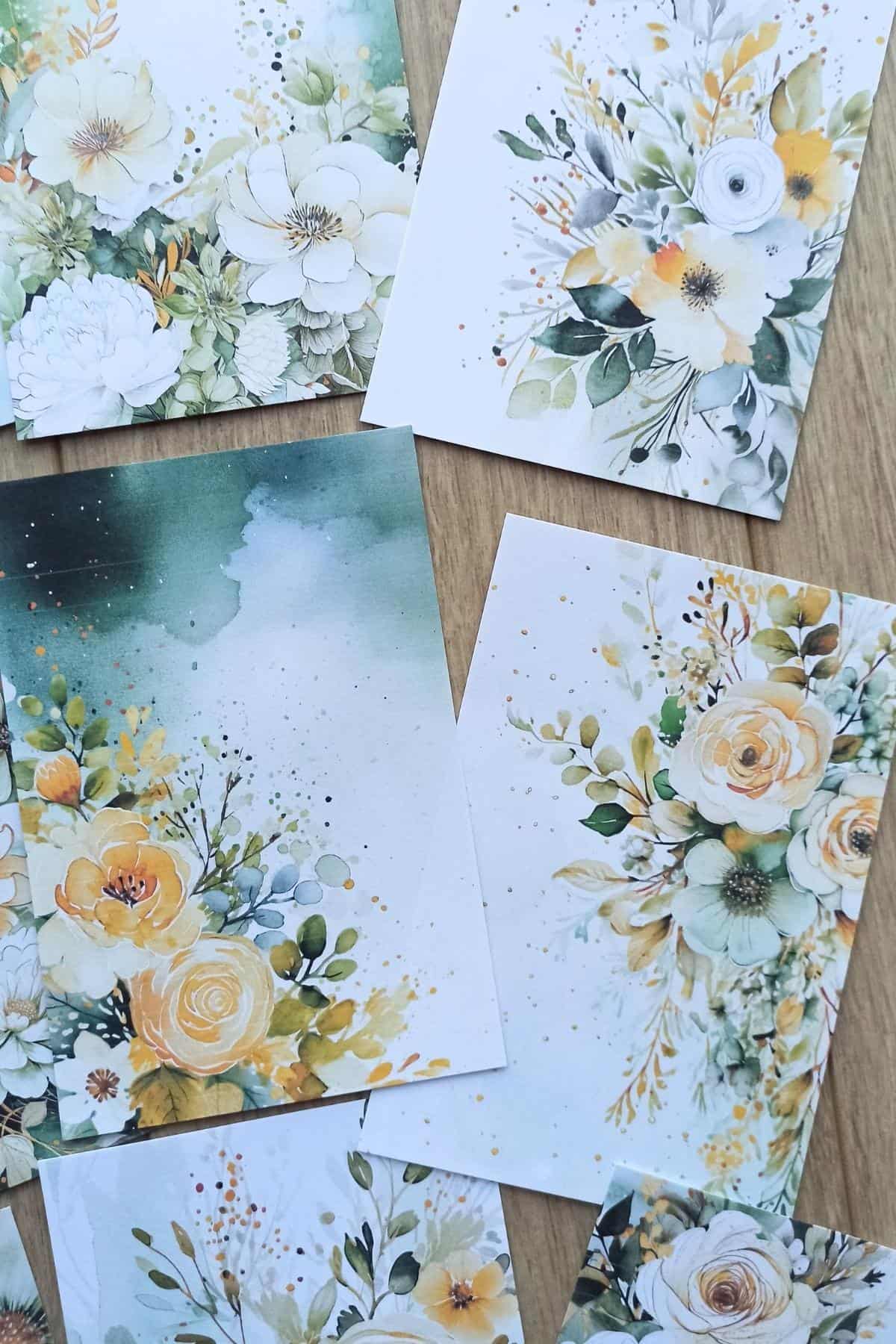 9 Adet Eskitme Vintage Yeşil Temalı Scrapbook Kağıt Seti Bullet Journal Dekupaj Kağıdı