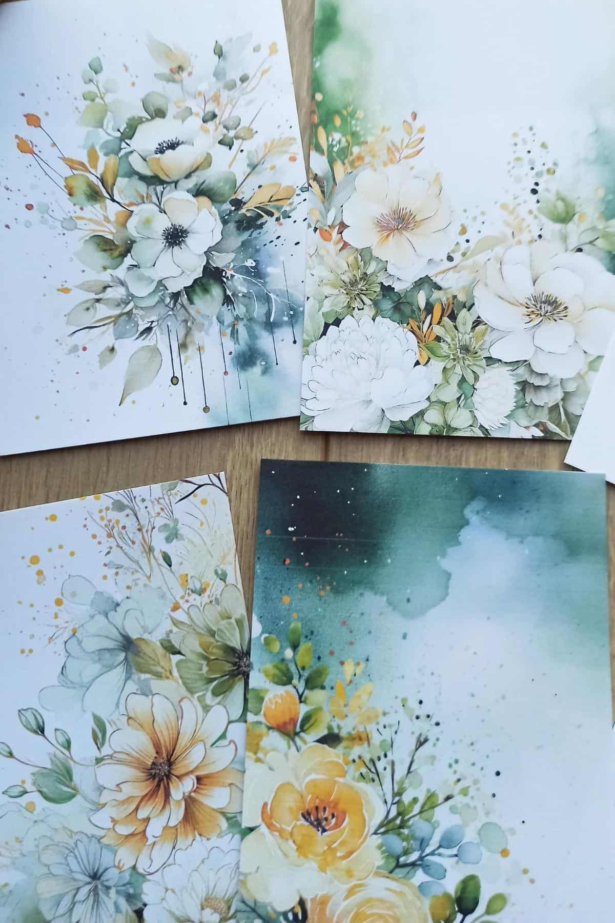 9 Adet Eskitme Vintage Yeşil Temalı Scrapbook Kağıt Seti Bullet Journal Dekupaj Kağıdı
