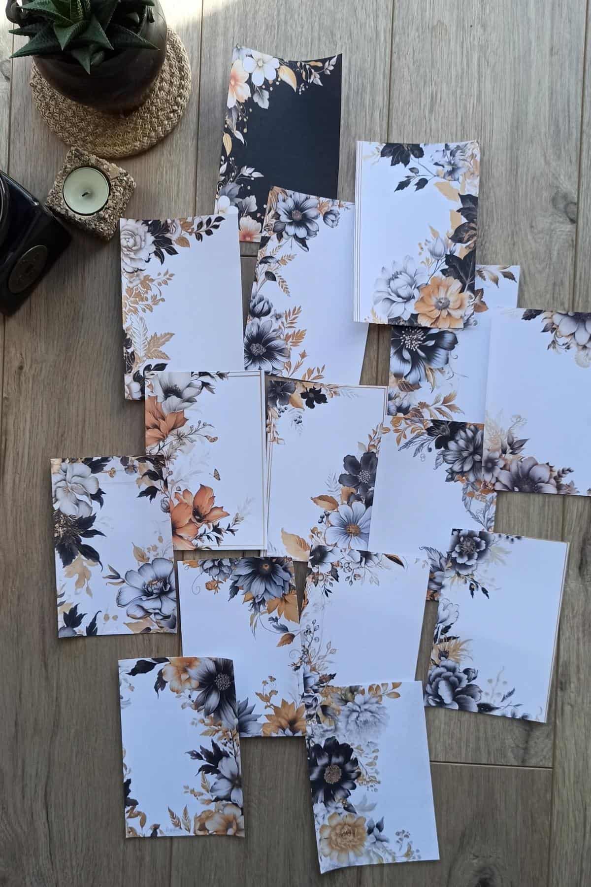 15 Adet Eskitme Vintage Gül Scrapbook Kağıt Seti Bullet Journal Dekupaj Kağıdı