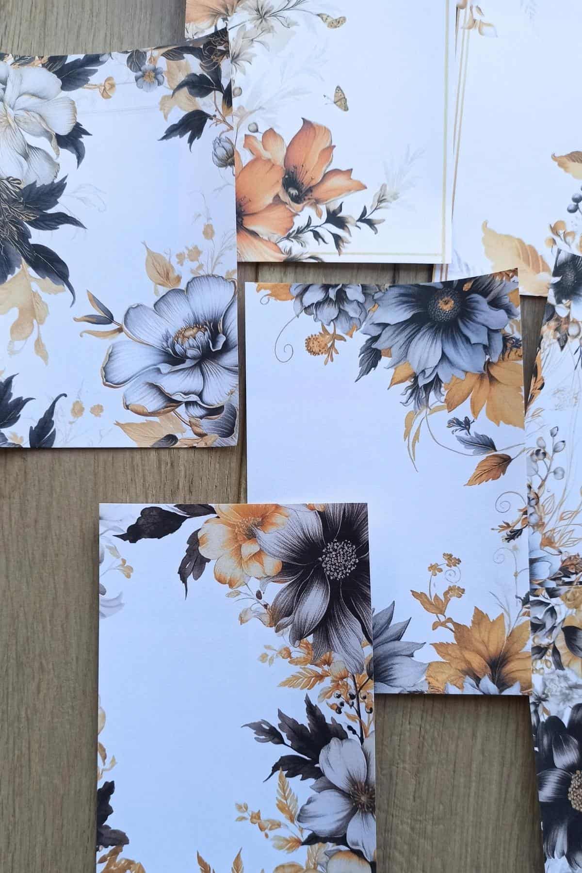15 Adet Eskitme Vintage Gül Scrapbook Kağıt Seti Bullet Journal Dekupaj Kağıdı