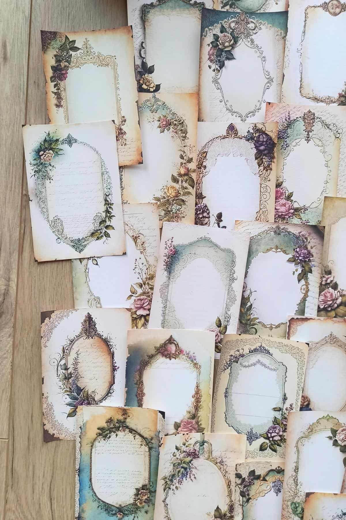 30 Adet Eskitme Vintage Çerçeve Temalı Scrapbook Kağıt Seti Bullet Journal Dekupaj Kağıdı