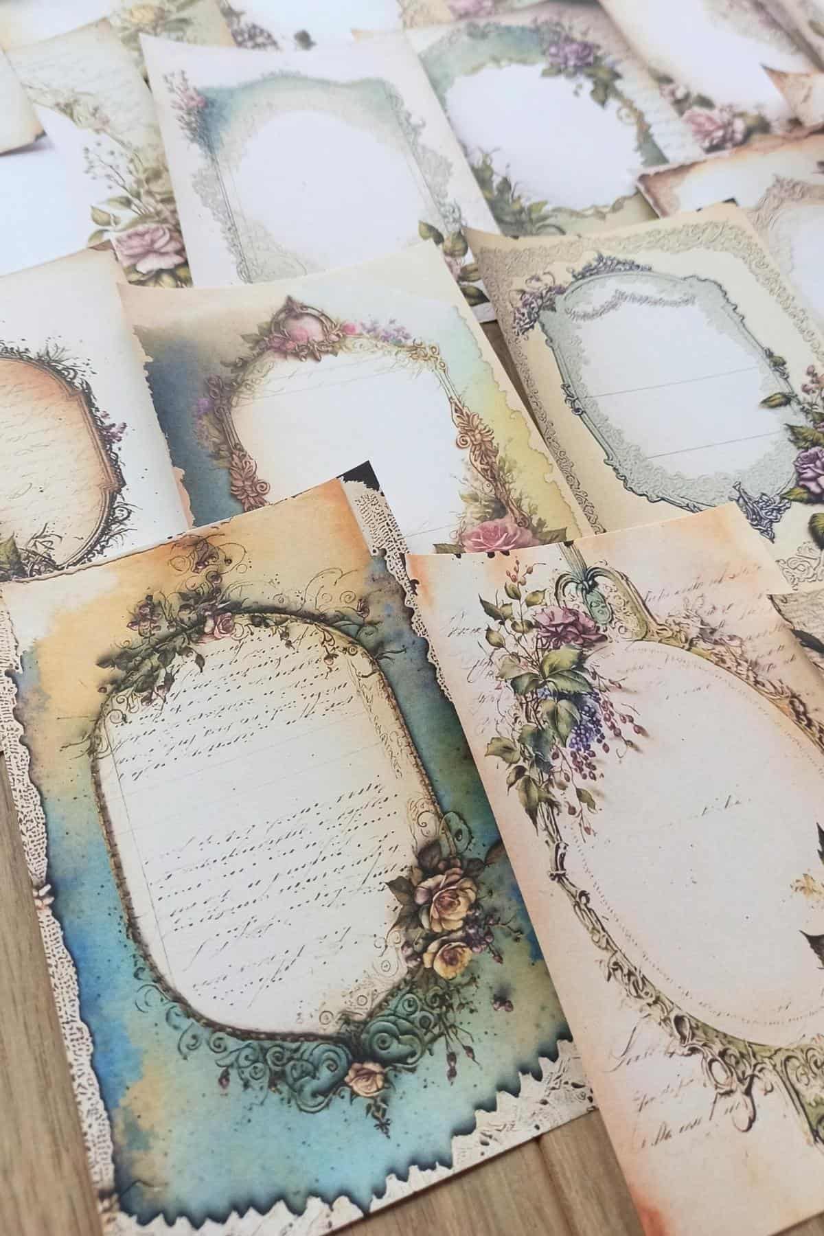 30 Adet Eskitme Vintage Çerçeve Temalı Scrapbook Kağıt Seti Bullet Journal Dekupaj Kağıdı