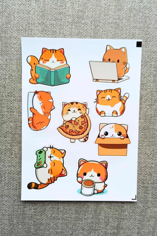 8 Adet Kedi Sticker Seti Kedicik Sticker Sevimli Sticker