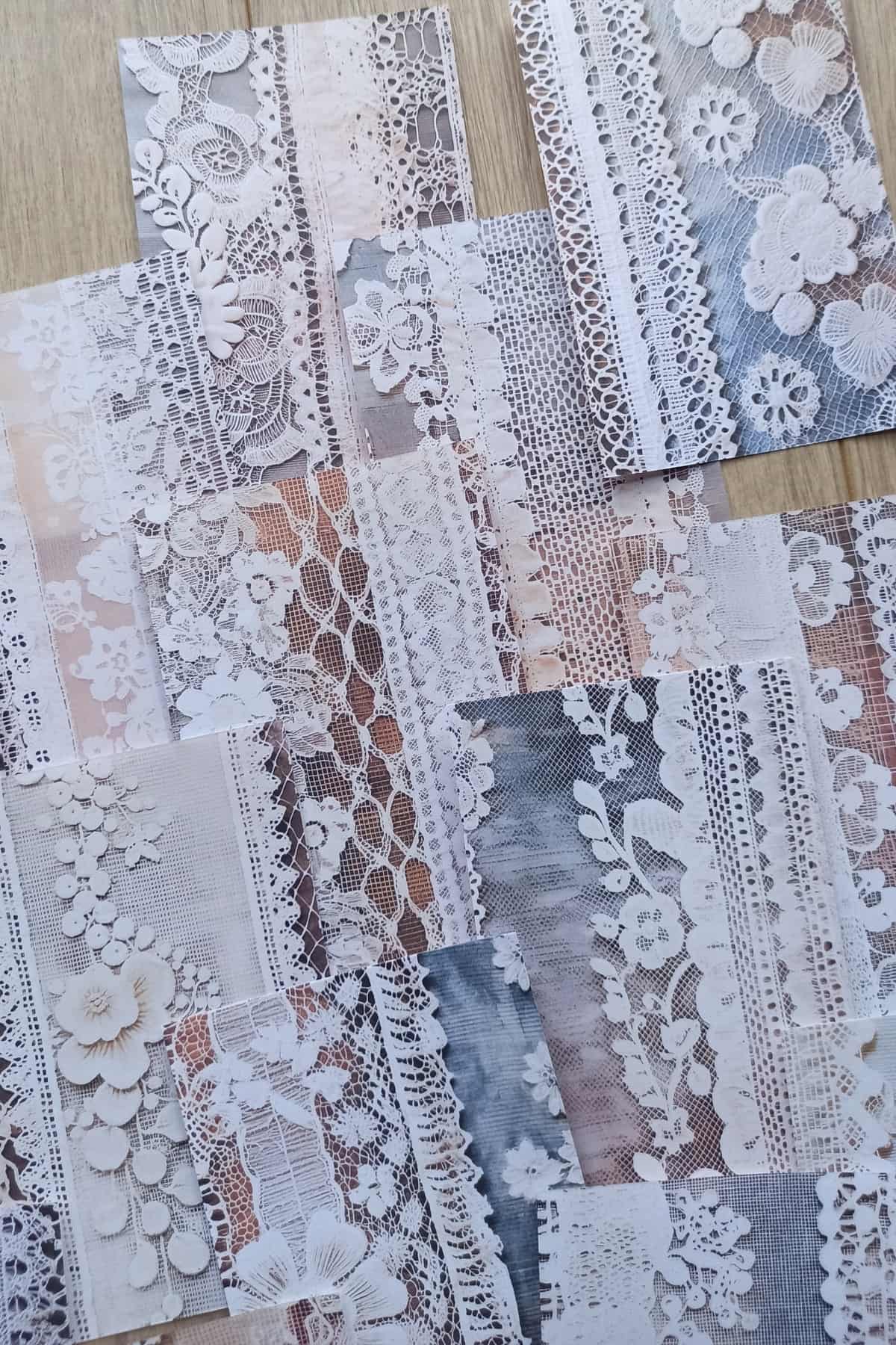 18 Adet Eskitme Vintage Dantel Temalı Scrapbook Kağıt Seti Bullet Journal Dekupaj Kağıdı