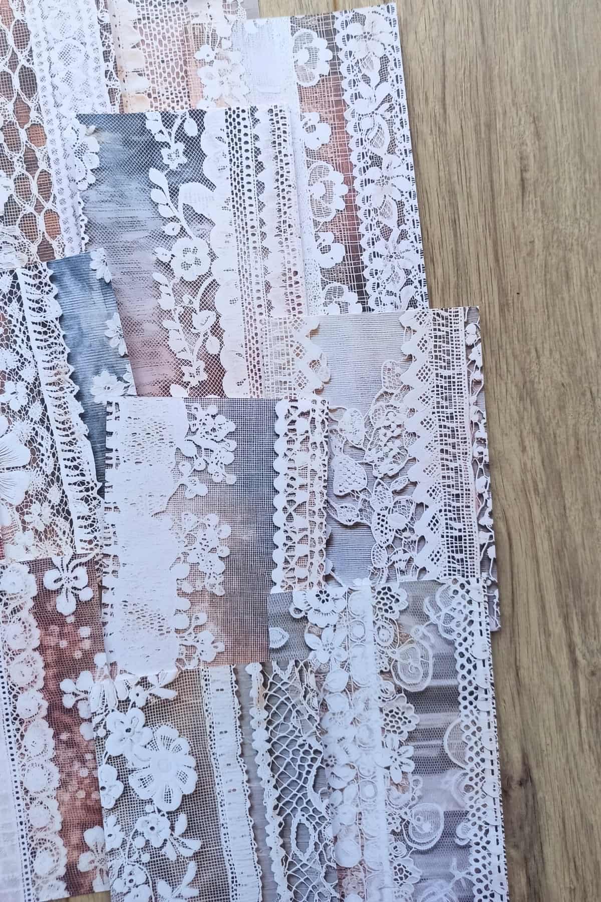 18 Adet Eskitme Vintage Dantel Temalı Scrapbook Kağıt Seti Bullet Journal Dekupaj Kağıdı