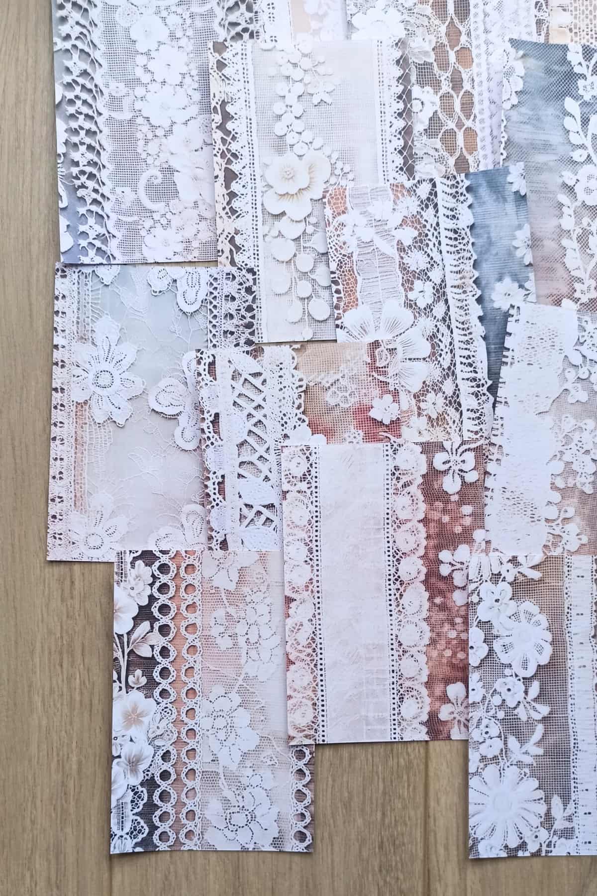 18 Adet Eskitme Vintage Dantel Temalı Scrapbook Kağıt Seti Bullet Journal Dekupaj Kağıdı