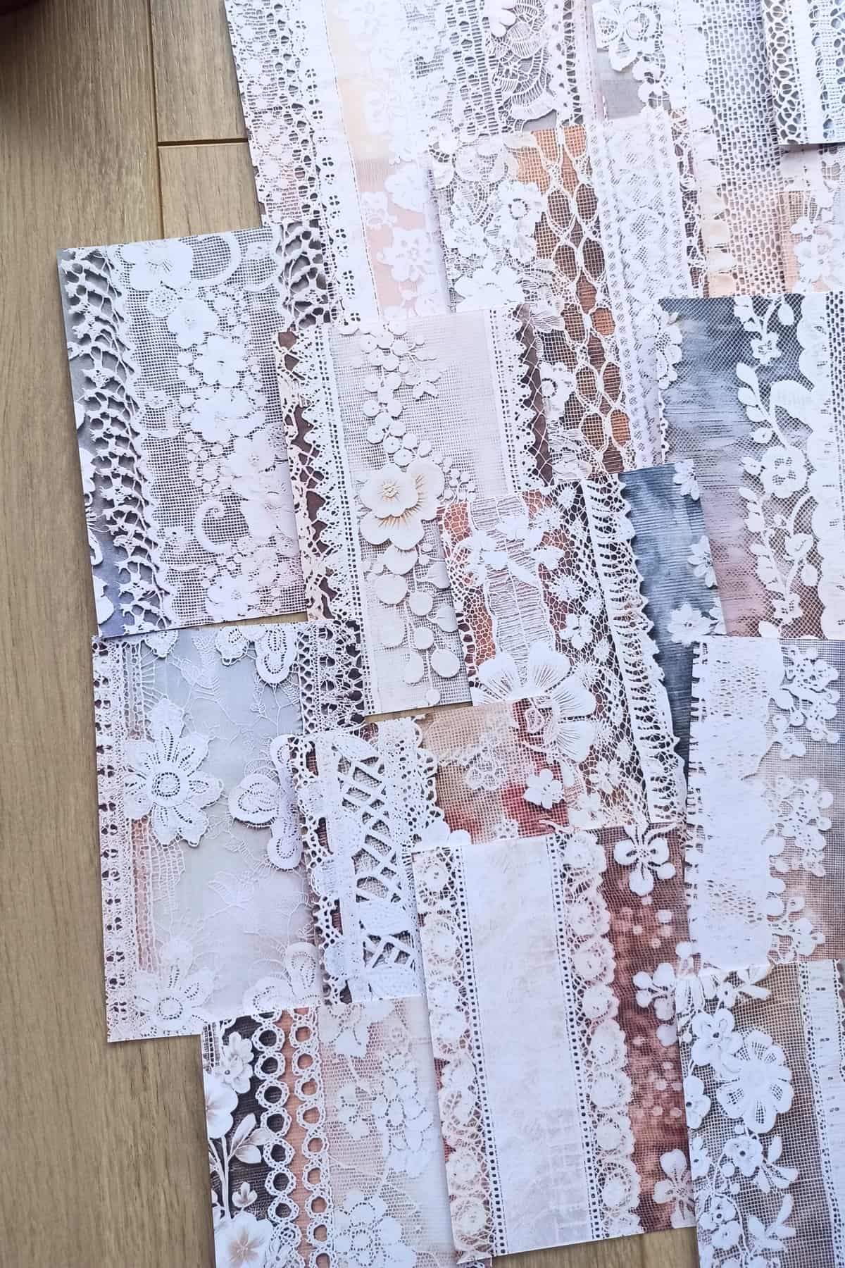 18 Adet Eskitme Vintage Dantel Temalı Scrapbook Kağıt Seti Bullet Journal Dekupaj Kağıdı