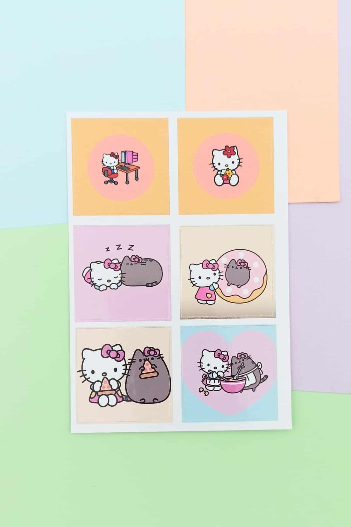 48 Adet Hello Kitty Pusheen The Cat Sticker Seti Sevimli Sticker Kare Sticker Laptop Sticker Sanrio