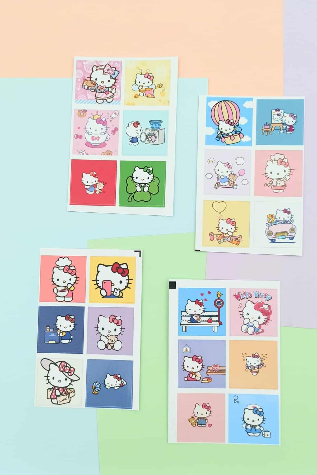 48 Adet Hello Kitty Sticker Sevimli Sticker Kare Sticker Laptop Sticker Sanrio Sticker Seti