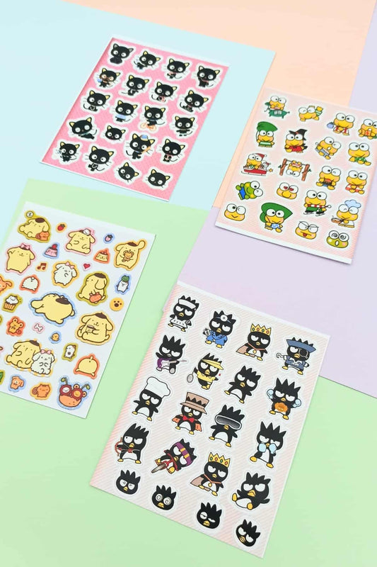 4 Parça 90 Adet Sanrio Sticker Seti Sevimli Sticker Seti Hello Kitty Badtz Kuroppi Chococat Sticker