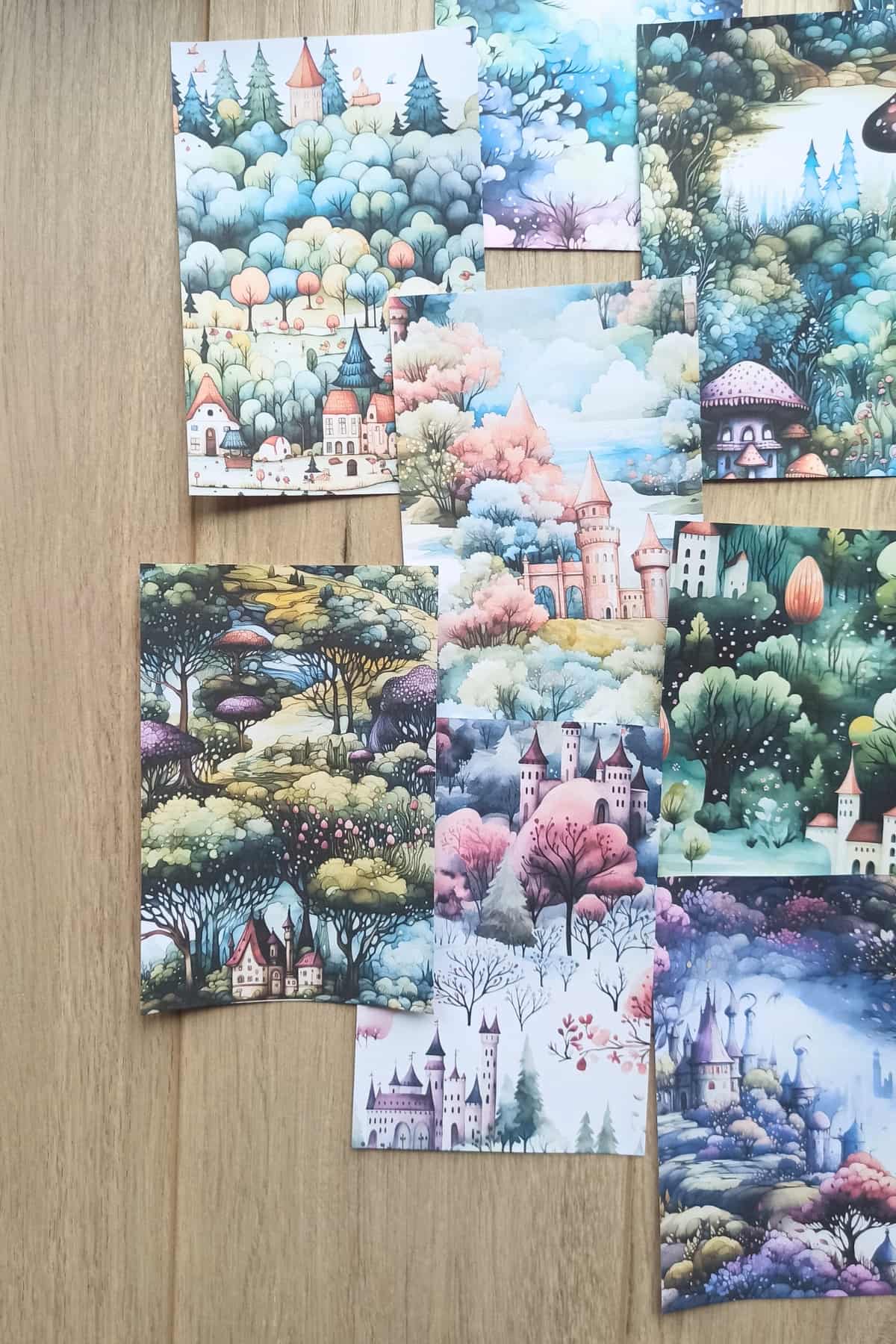 15 Adet Büyülü Orman Temalı Scrapbook Kağıt Seti Bullet Journal Dekupaj Kağıdı