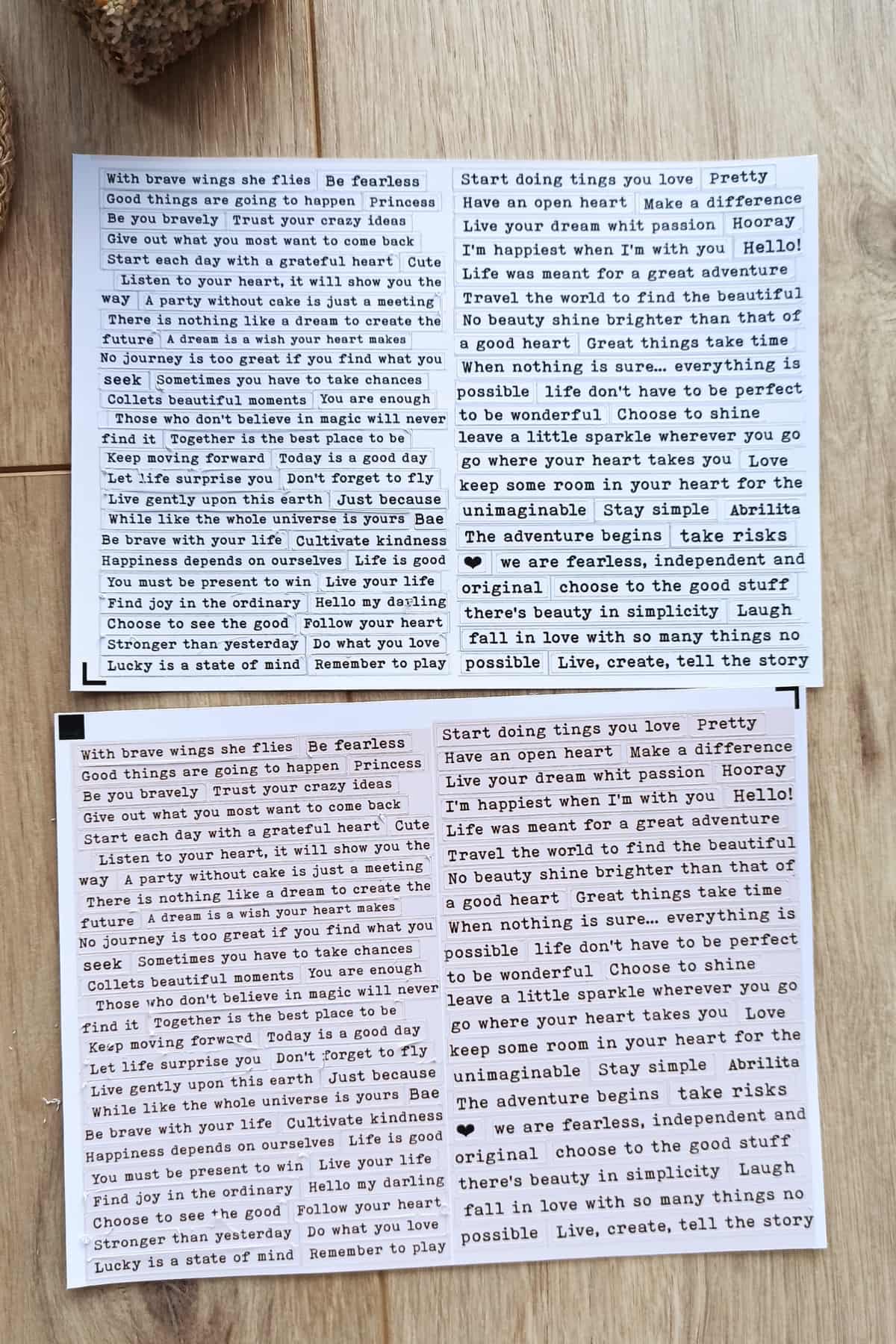 4 Parça Scrapbook Sticker Seti Yazı Cümle Kelime Vintage Bullet Journal Sticker Seti
