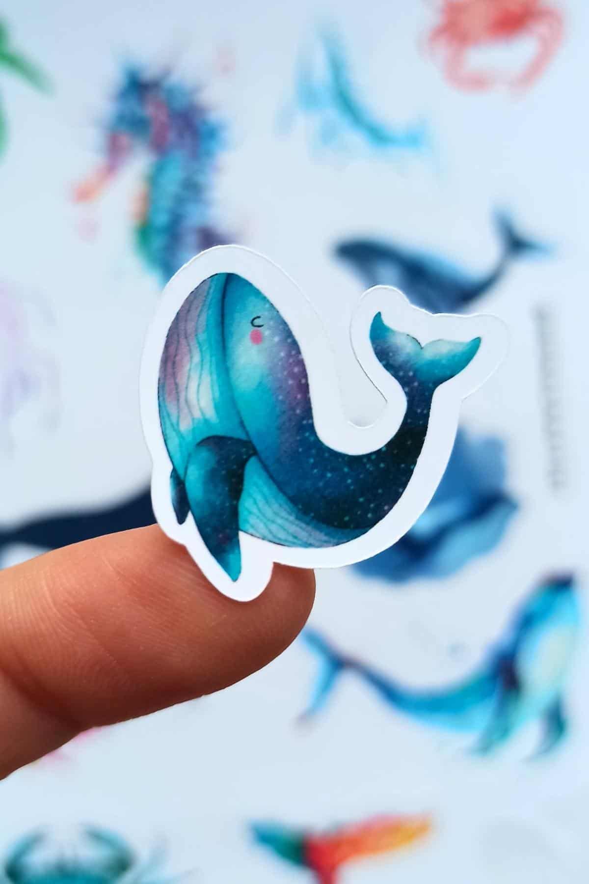 13 Adet Suluboya Balık Balina Okyanus Temalı Sticker Bullet Journal Scrapbook Laptop Sticker