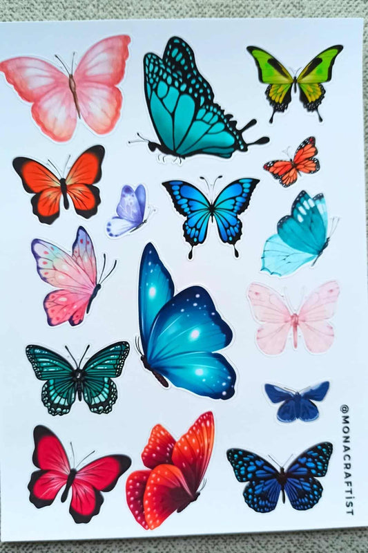 16 Adet Kelebek Sticker Bullet Journal Scrapbook Laptop Sticker