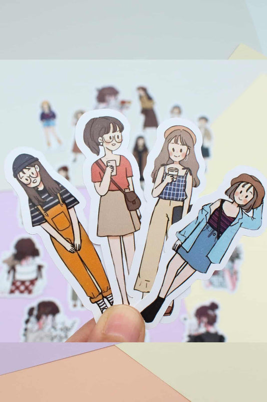 21 Adet Kız Sticker Seti Bullet Journal Sticker Scrapbook Sticker Girls Sticker Seti