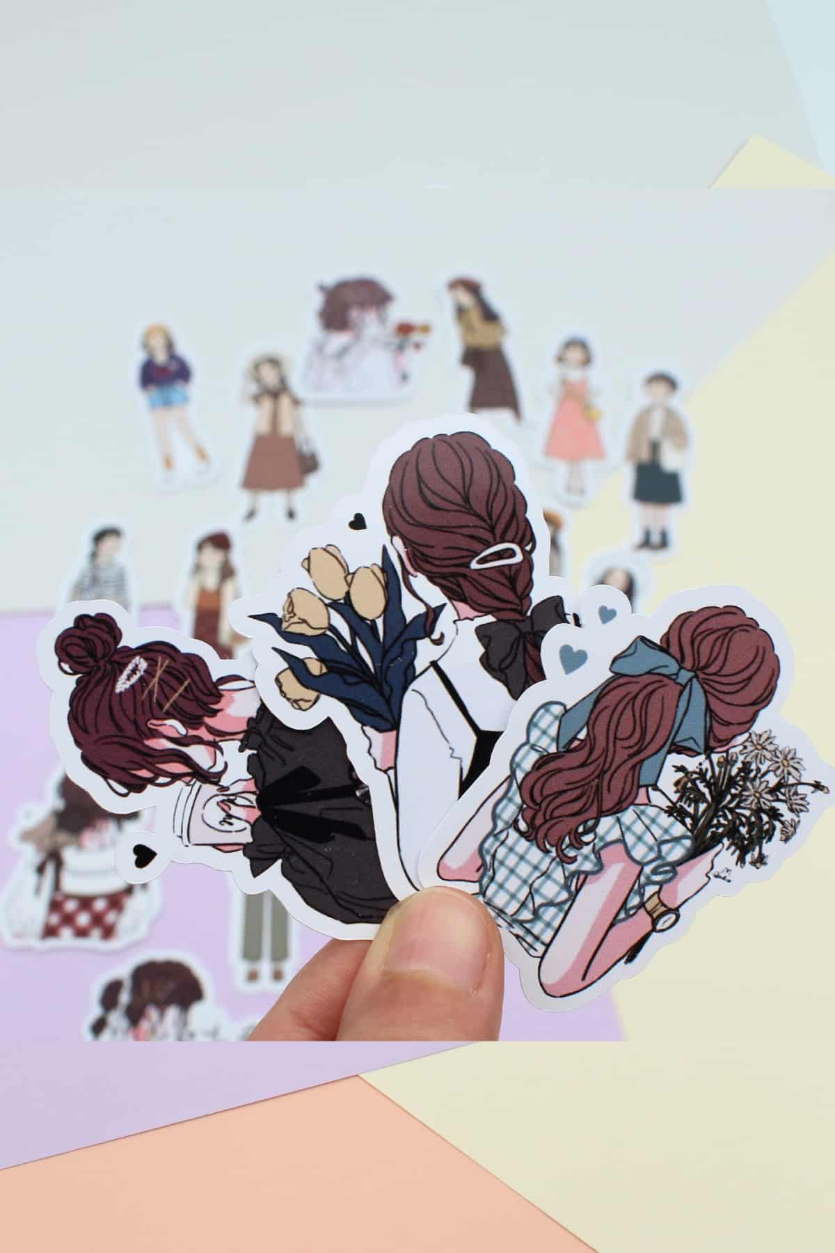21 Adet Kız Sticker Seti Bullet Journal Sticker Scrapbook Sticker Girls Sticker Seti