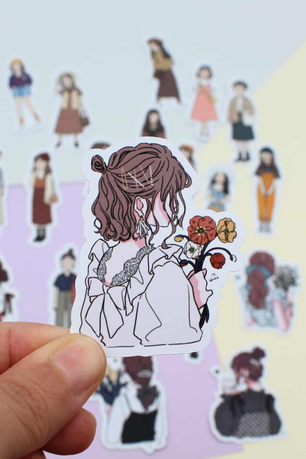 21 Adet Kız Sticker Seti Bullet Journal Sticker Scrapbook Sticker Girls Sticker Seti