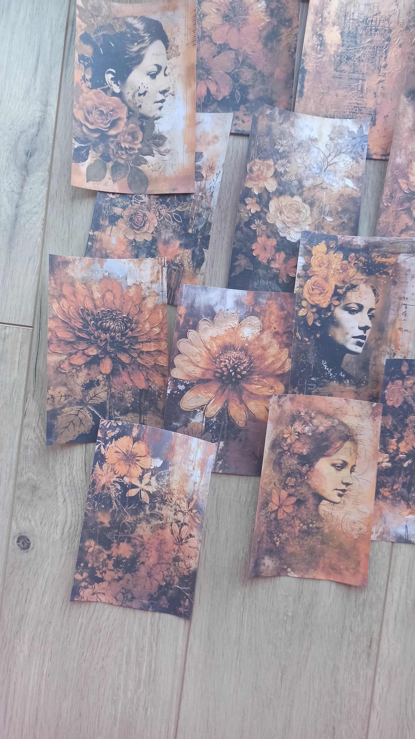 21 Adet Eskitme Vintage Rustik Temalı Scrapbook Kağıt Seti Bullet Journal Dekupaj Kağıdı