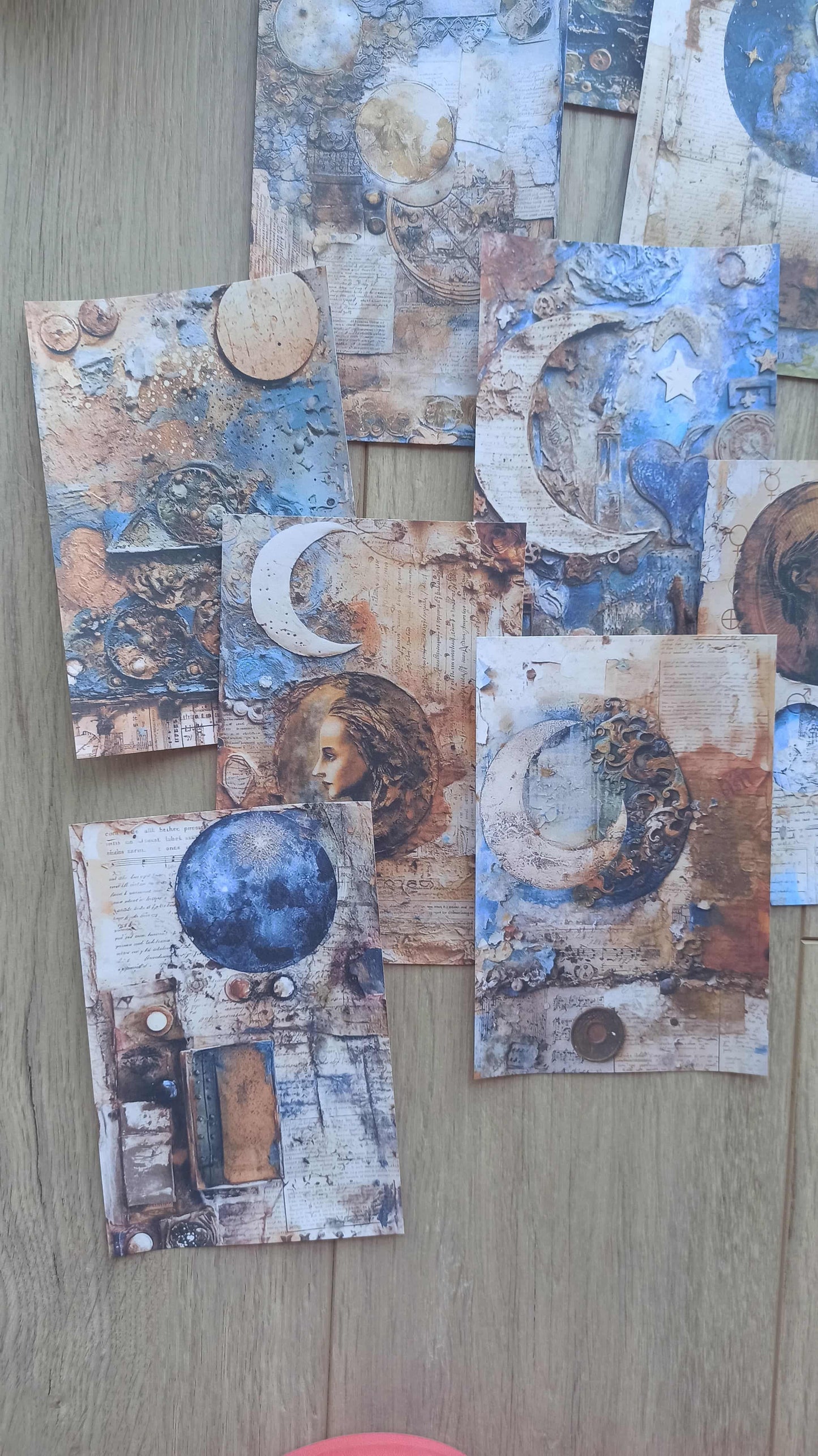 12 Adet Scrapbook Rustik Ay Temalı Scrapbook Kağıt Seti Bullet Journal Dekupaj Kağıdı
