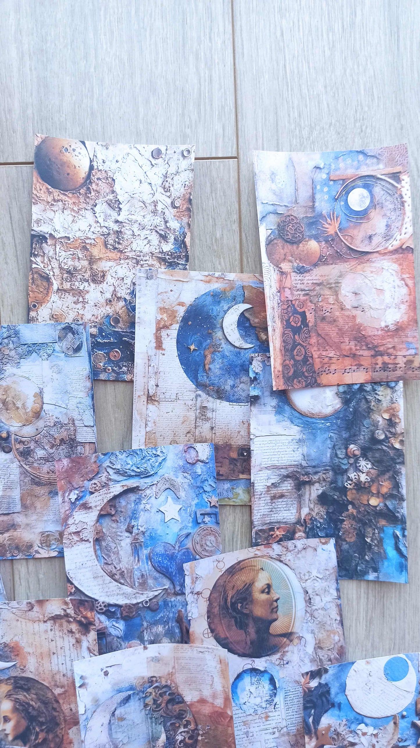 12 Adet Scrapbook Rustik Ay Temalı Scrapbook Kağıt Seti Bullet Journal Dekupaj Kağıdı