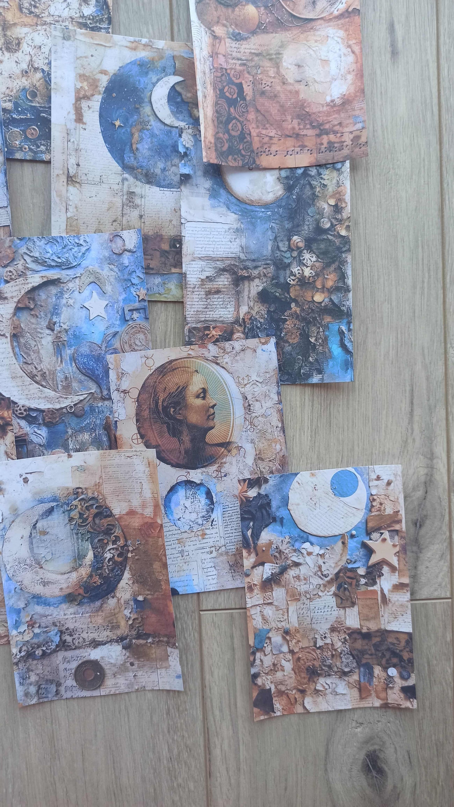 12 Adet Scrapbook Rustik Ay Temalı Scrapbook Kağıt Seti Bullet Journal Dekupaj Kağıdı